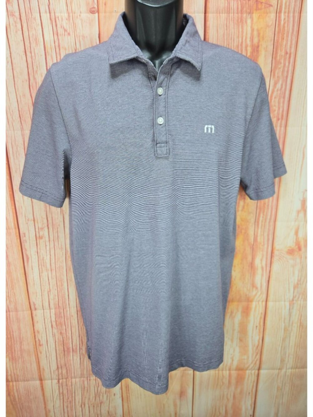 Travis Mathew Mens Lavender Striped Polo Medium